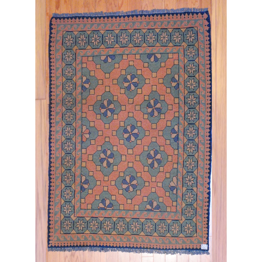 Afghan Hand knotted Tribal Kilim Rust/ Green Wool Rug (36 x 5) Today