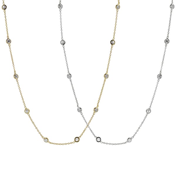 Journee Collection Silver or Goldplated Silver Cubic Zirconia Vintage Necklace