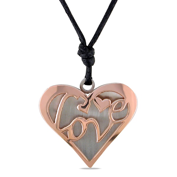 Miadora Italian Two tone Stainless Steel Heart Necklace Miadora Heart Necklaces