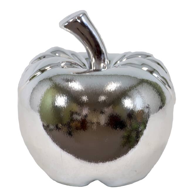 Small Silvertone Ceramic Apple