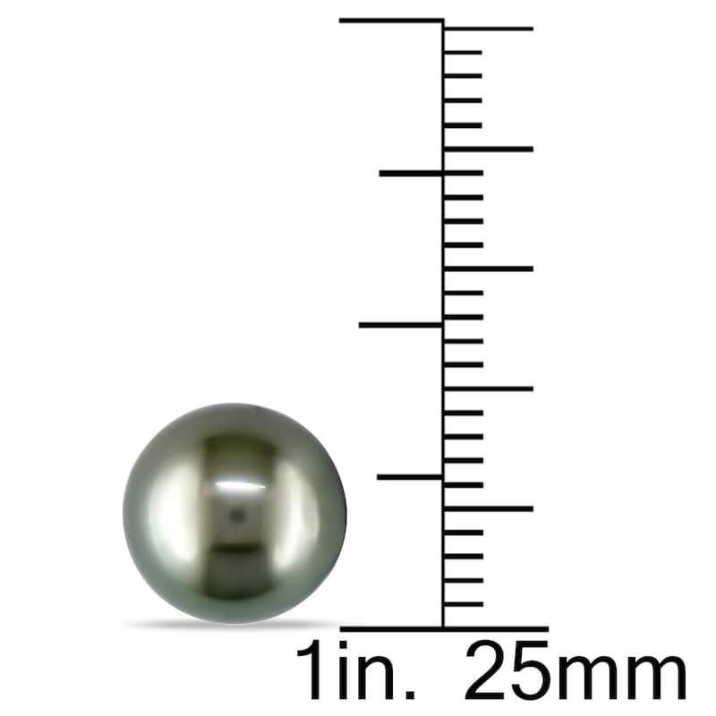 Miadora 14k White Gold Tahitian Pearl Stud Earrings (9-10 mm)