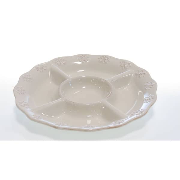 Certified International Adeline Ivory 5Section Chip & Dip Plate Bed