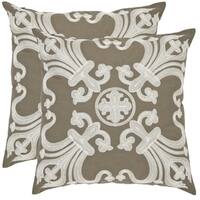 Safavieh Colette 18-inch Olive Green Decorative Pillows (Set of 2)
