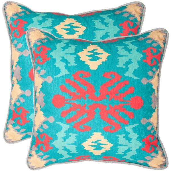 Safavieh Rye 18inch Aqua Blue Decorative Pillows (Set of 2