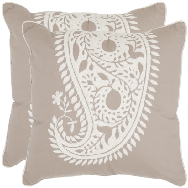 Sweet Paisley 20 inch Beige/ Ivory Decorative Pillows (Set of 2) Safavieh Throw Pillows