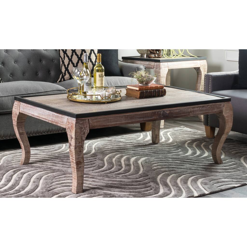 Kosas Home Cosmo Wood with Iron Trim Coffee Table - Grey