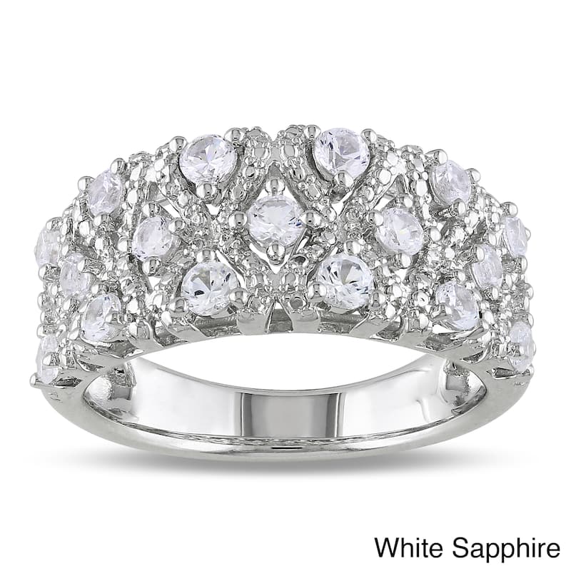 Miadora Silver Created White Sapphire or Black Spinel Ring - Size 5.5- White Sapphire
