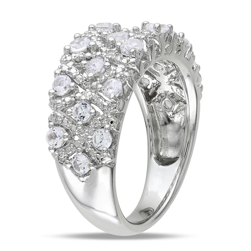 Miadora Silver Created White Sapphire or Black Spinel Ring