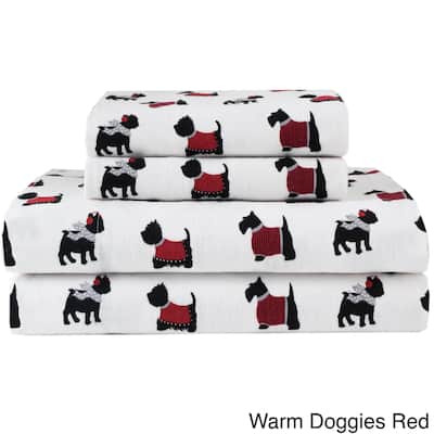 Elite Home Products Medium Blue Winter Nights Cotton Flannel Bed Sheet Set