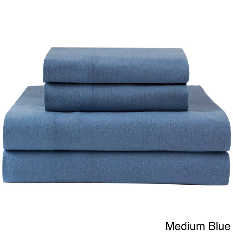 Elite Home Products Medium Blue Winter Nights Cotton Flannel Bed Sheet Set