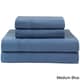 preview thumbnail 4 of 14, Elite Home Products Medium Blue Winter Nights Cotton Flannel Bed Sheet Set California King - med blue