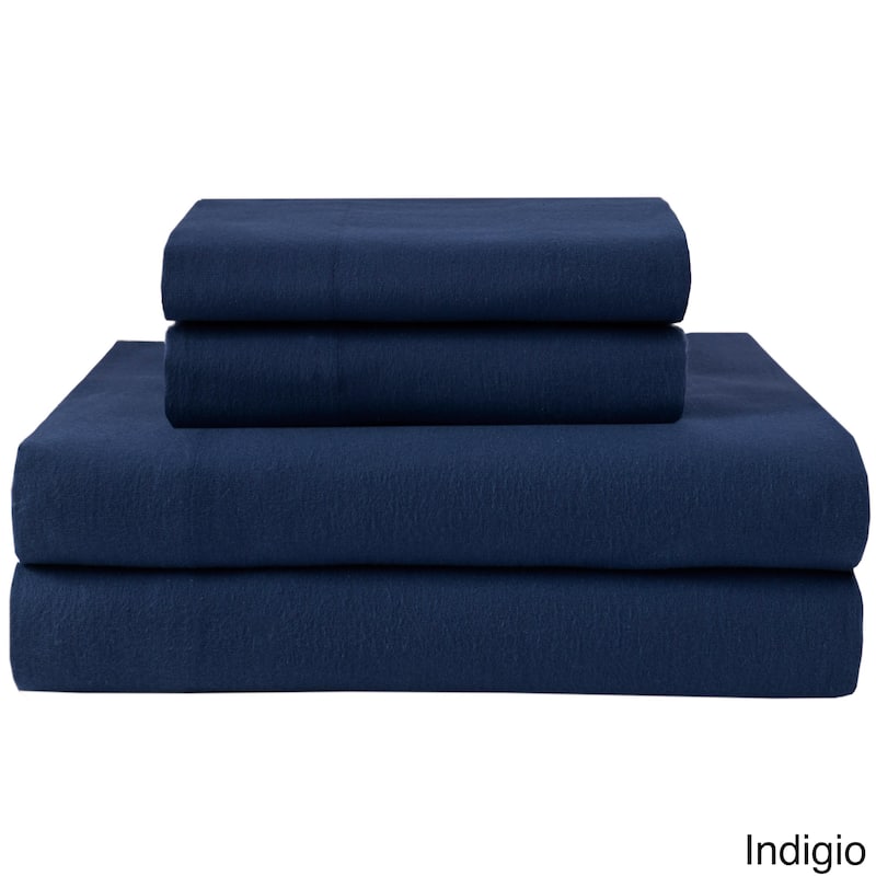 Elite Home Products Medium Blue Winter Nights Cotton Flannel Bed Sheet Set