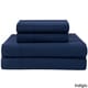 preview thumbnail 10 of 14, Elite Home Products Medium Blue Winter Nights Cotton Flannel Bed Sheet Set California King - Indigo