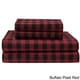 preview thumbnail 6 of 14, Elite Home Products Medium Blue Winter Nights Cotton Flannel Bed Sheet Set California King - buffalo plaid-red