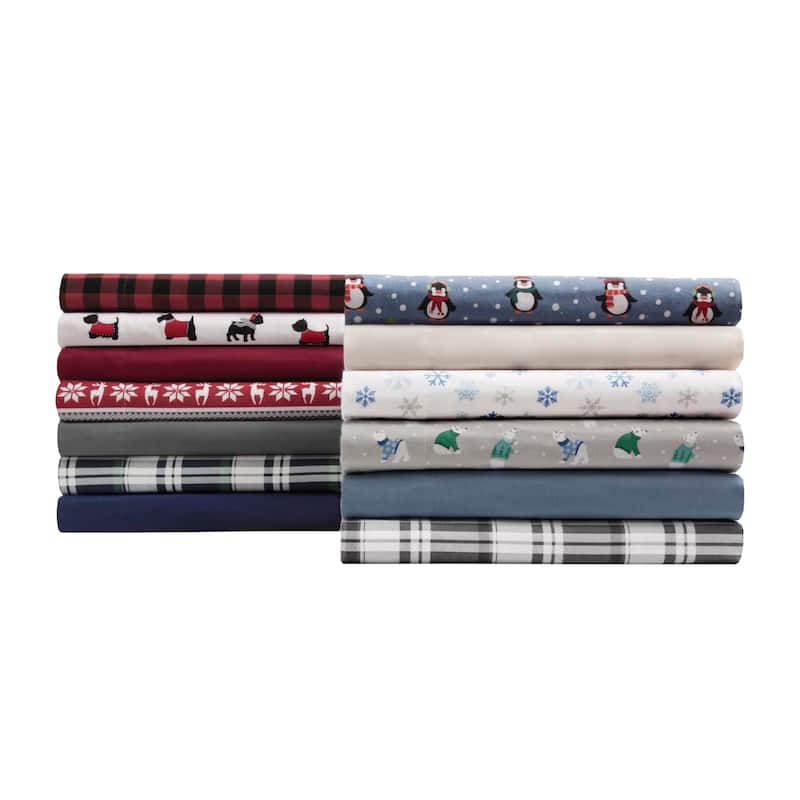 Elite Home Products Medium Blue Winter Nights Cotton Flannel Bed Sheet Set