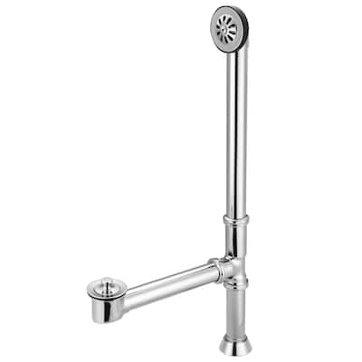 Water Creation Polished Chrome Lift-and-turn Exposed Tub Drain for Claw Foot Tubs