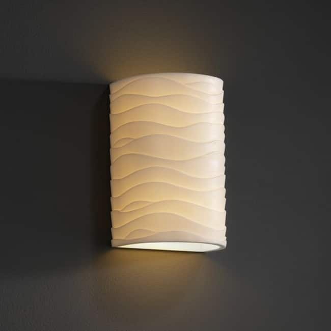 Porch & Den Hazelgrove Faux Porcelain 1-light Small Cylindrical Outdoor Wall Sconce - Wave
