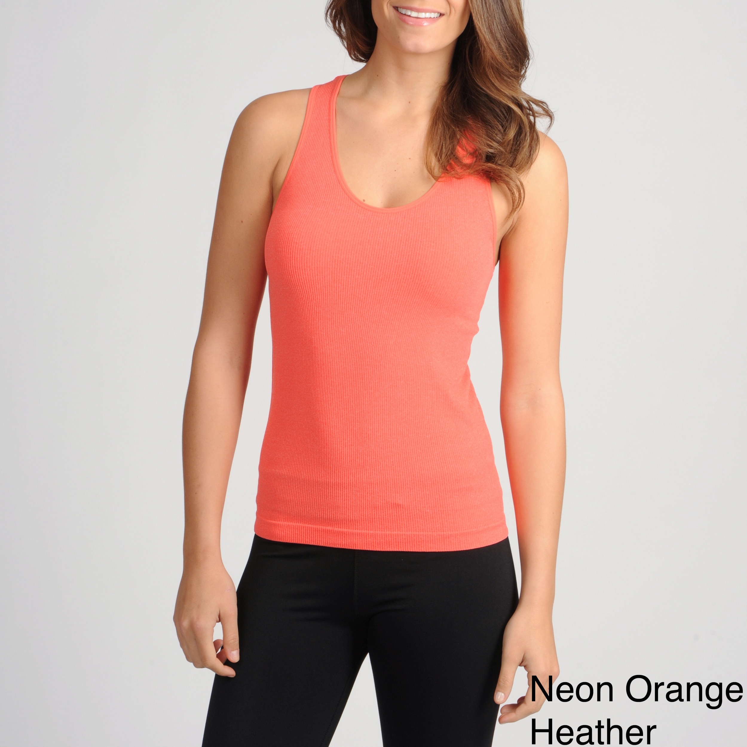 90 Degree By Reflex 90 Degree By Reflex Womens Active Performanace Ribbed Tank Top Orange Size S (4  6)