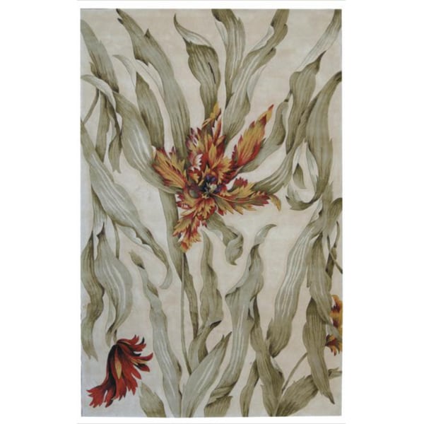 Hand Tufted Tropical Ivory Rug Nourison 3x5   4x6 Rugs