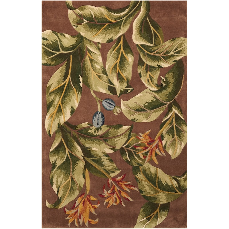 Hand-tufted Tropical Khaki Rug - 3'6" x 5'6" - Beige - Rectangle