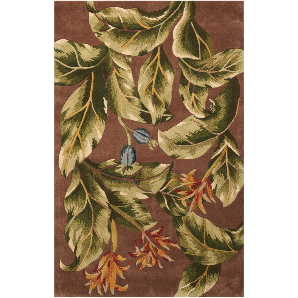 Hand-tufted Tropical Khaki Rug