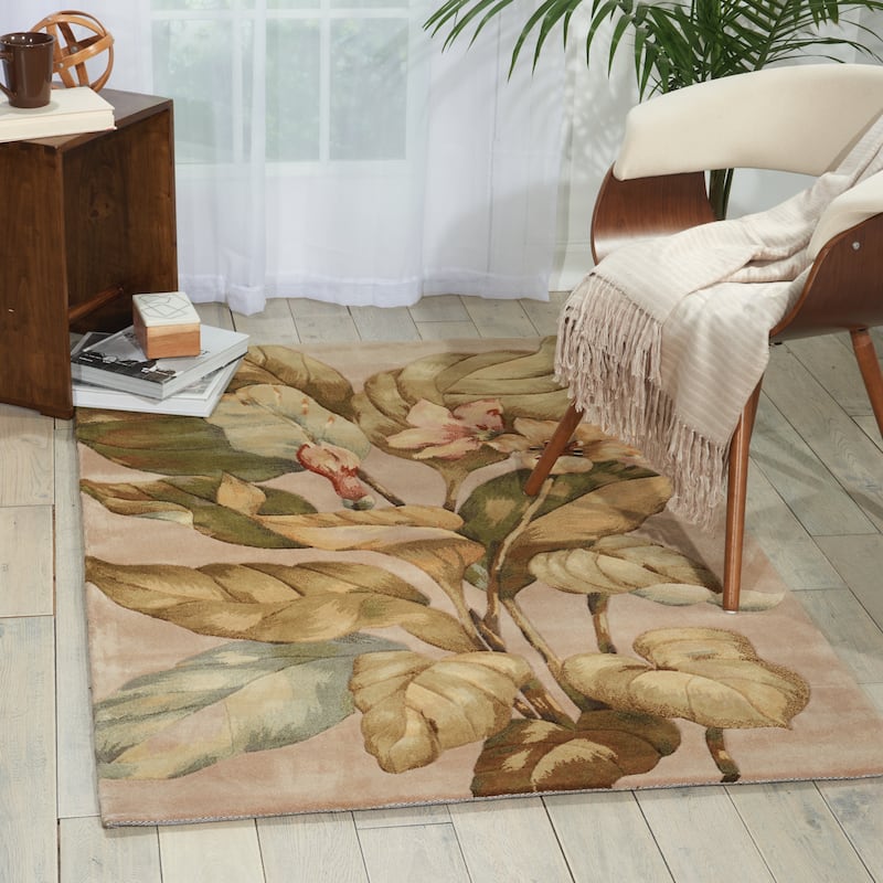 Hand-Tufted Tropical Beige Rug - 3'6" x 5'6" - Beige - Rectangle