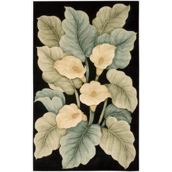 Hand Tufted Tropical Black Wool Rug