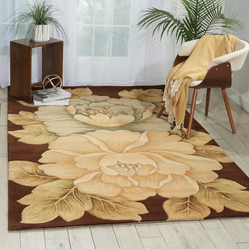 Hand-Tufted Tropical Brown Rug