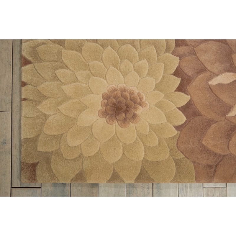 Hand-Tufted Tropical Taupe Green Rug