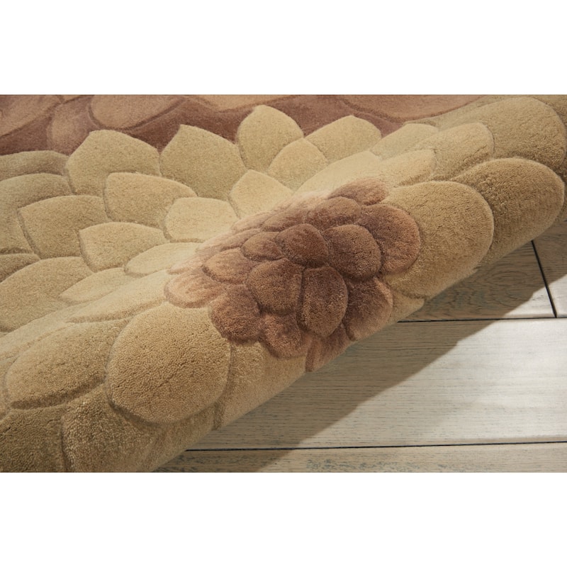Hand-Tufted Tropical Taupe Green Rug