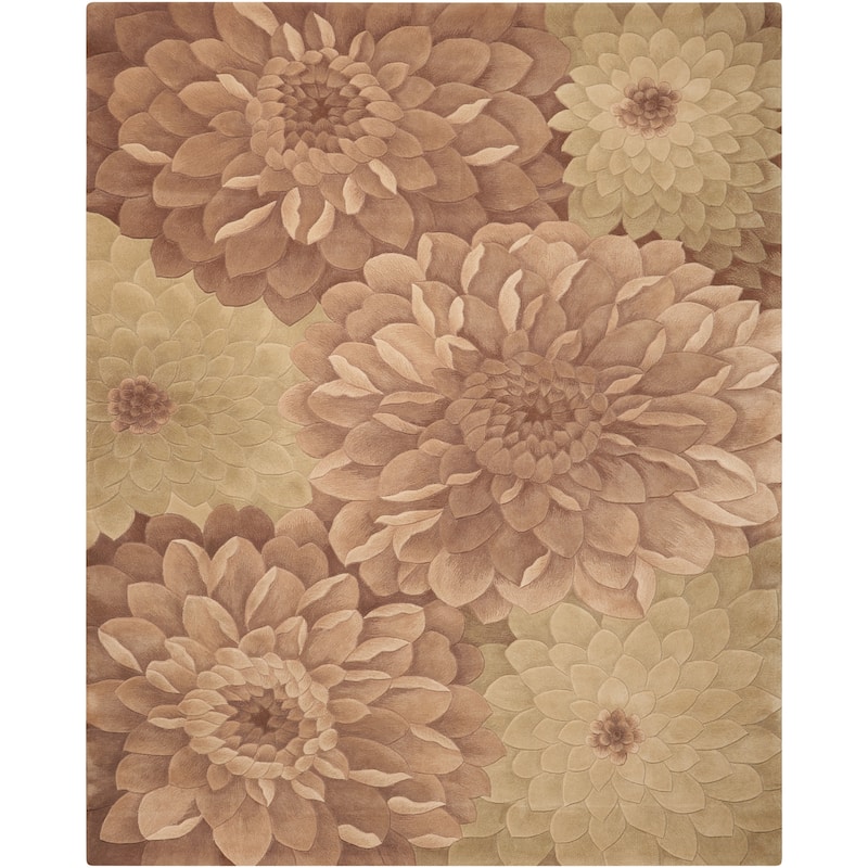 Hand-Tufted Tropical Taupe Green Rug