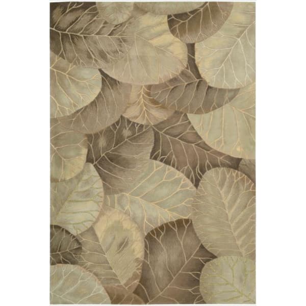 slide 1 of 1, Hand-Tufted Tropical Brown Green Rug 3'6" x 5'6" - Brown/Green - Rectangle
