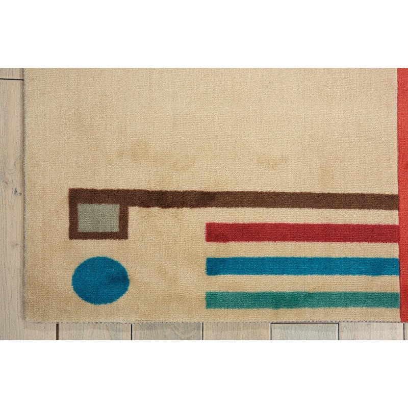 Modern Art Sand/ Multi Polyester Rug