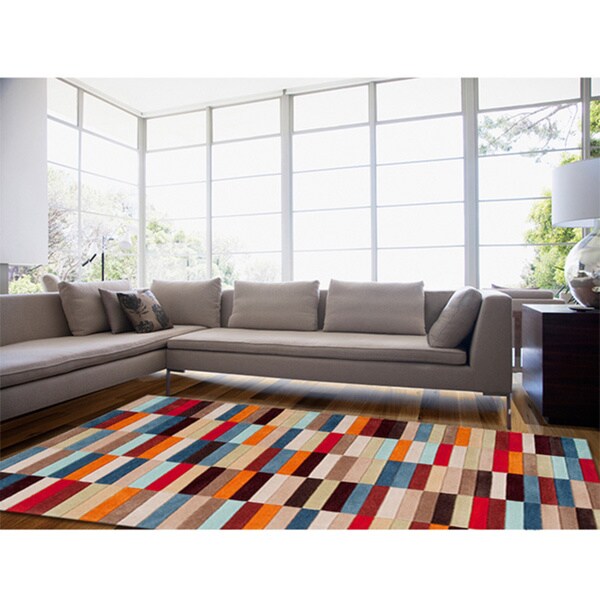 Hand-tufted Troy Multicolor Geometric Area Rug