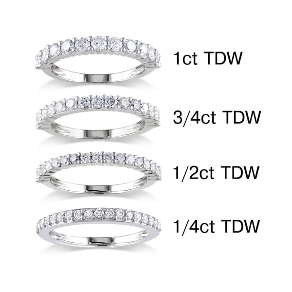 Miadora 14k White Gold 1/4 to 1ct TDW Round Diamond Wedding Band