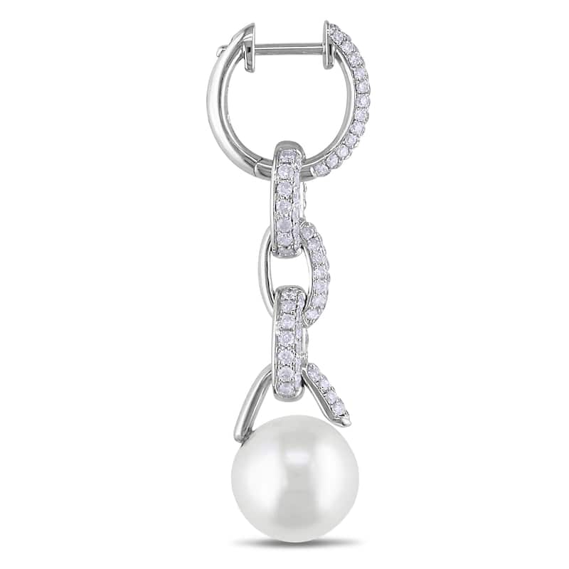 Miadora Signature Collection 14k Gold SS Pearl and 1 3/4ct TDW Diamond Earrings (G-H, SI1-SI2)