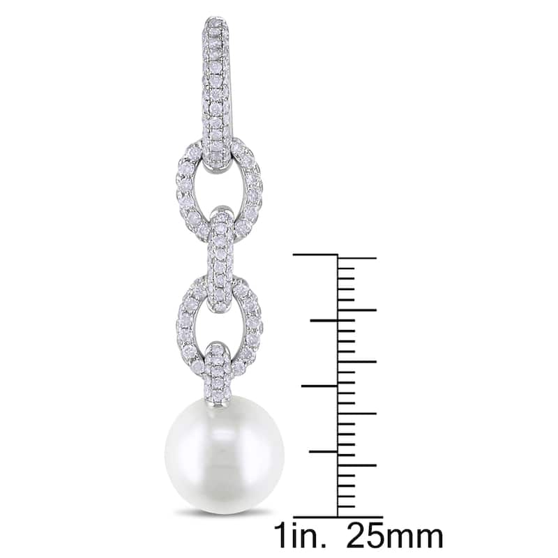 Miadora Signature Collection 14k Gold SS Pearl and 1 3/4ct TDW Diamond Earrings (G-H, SI1-SI2)