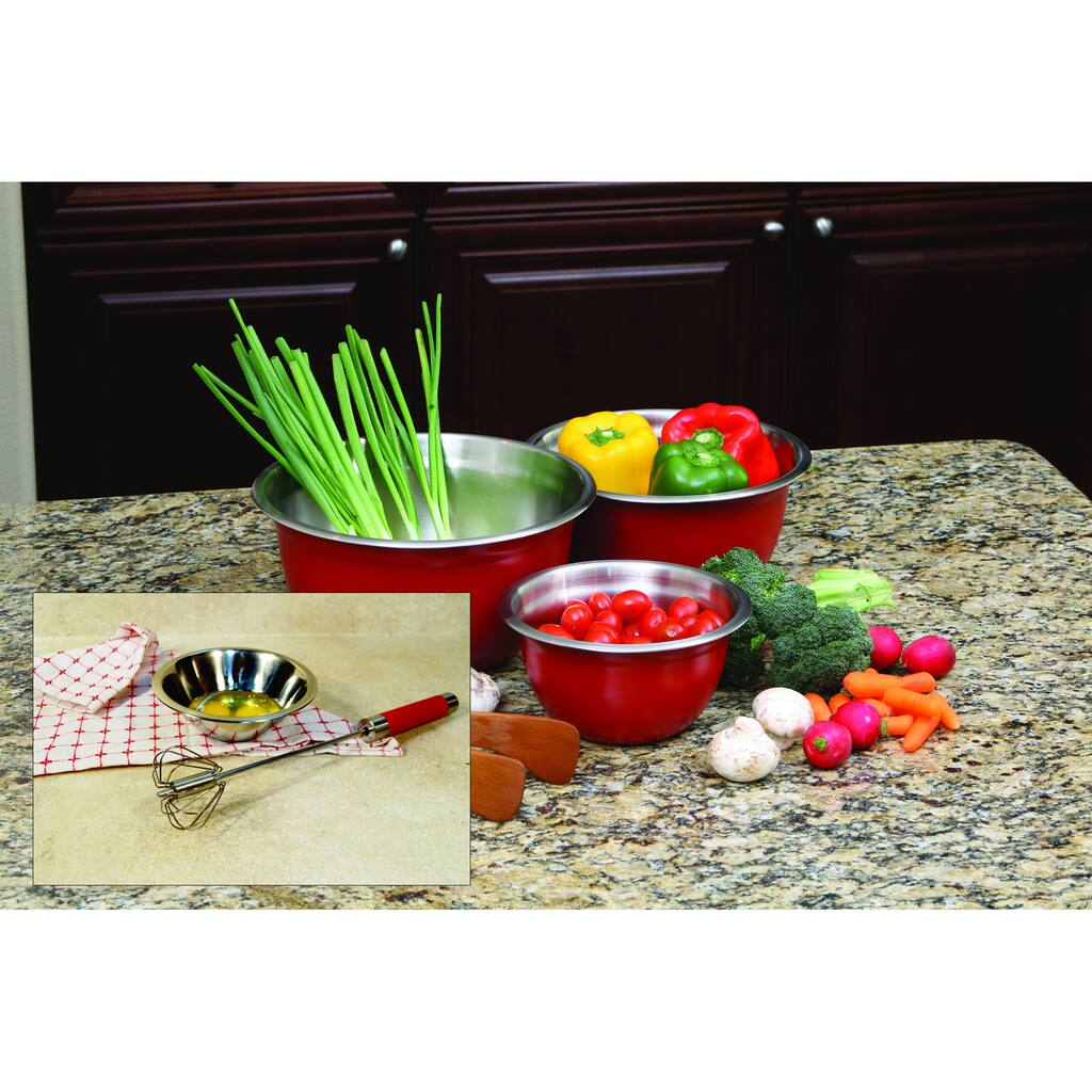 Red Mixing Bowl and Mixer Set