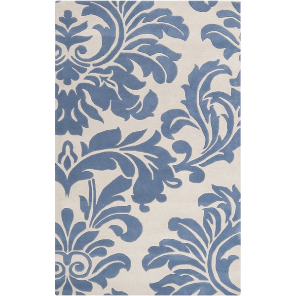Shop Handtufted Kutahya Slate Blue Wool Area Rug 5' x 8' On Sale