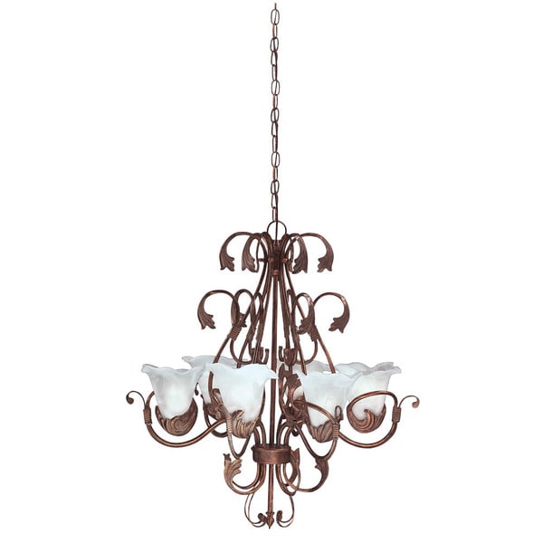 Transitional 6-light Antique Iron Finish Chandelier