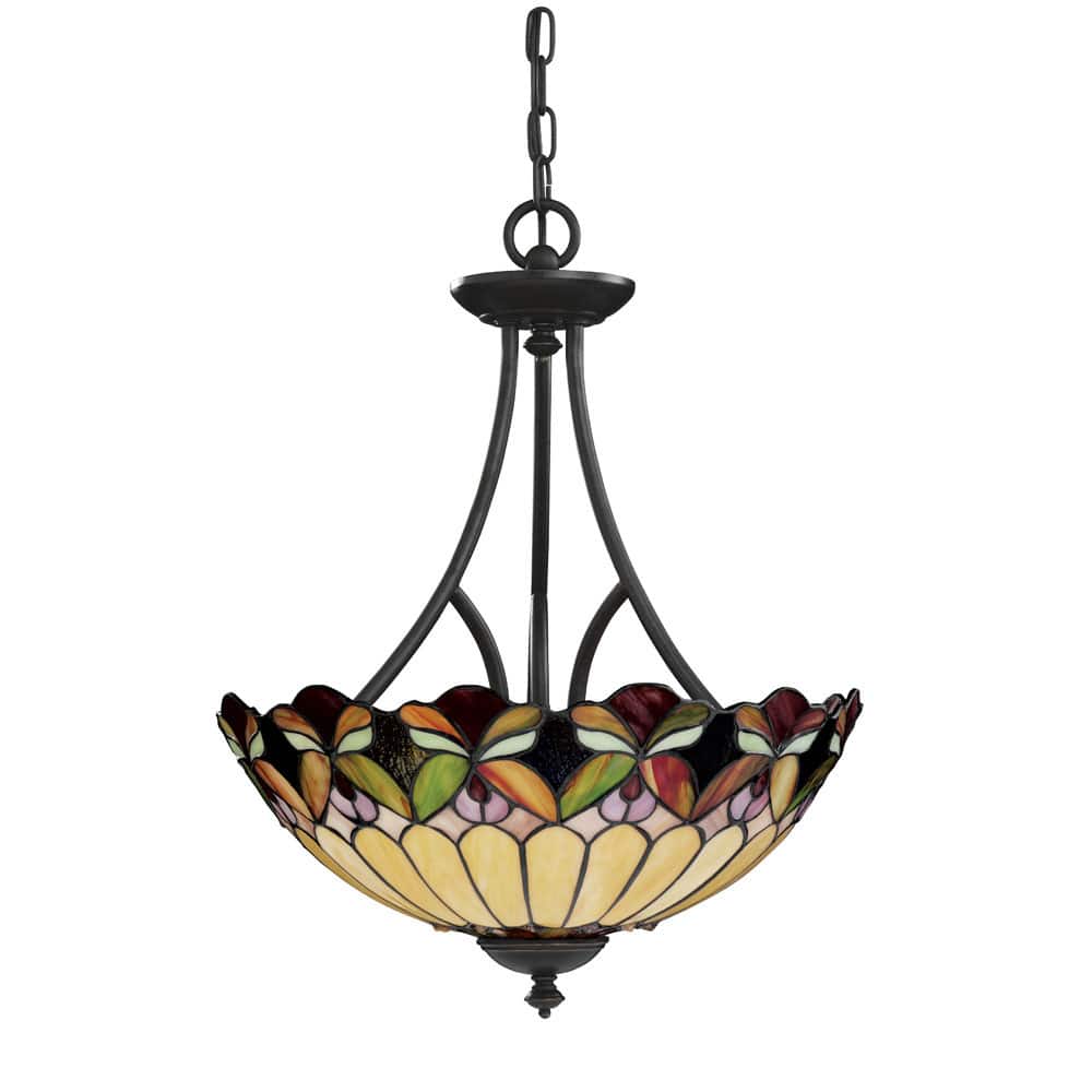 Tiffany style 3-light Bronze Pendant Light Fixture