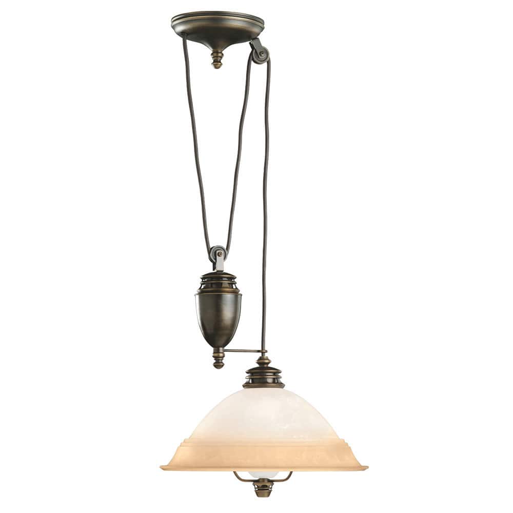 Transitional 1-light Brass Pull-down Pendant Light Fixture
