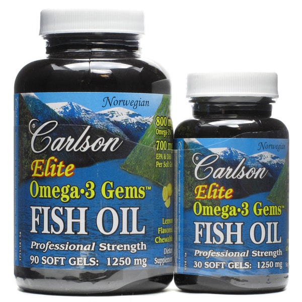 Shop Carlson Elite Omega-3 Gems Fish Oil 1250 mg (90 + 30 Softgels