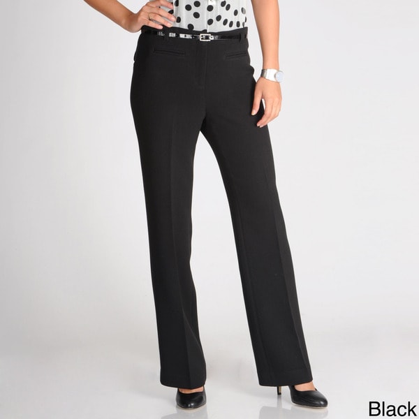 Focus 2000 Womens Straight Leg Belted Dress Pants  