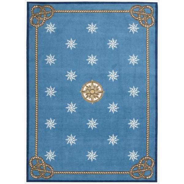 Shoreline Nautical Star Blue Polyester Rug (8' x 10') Free Shipping