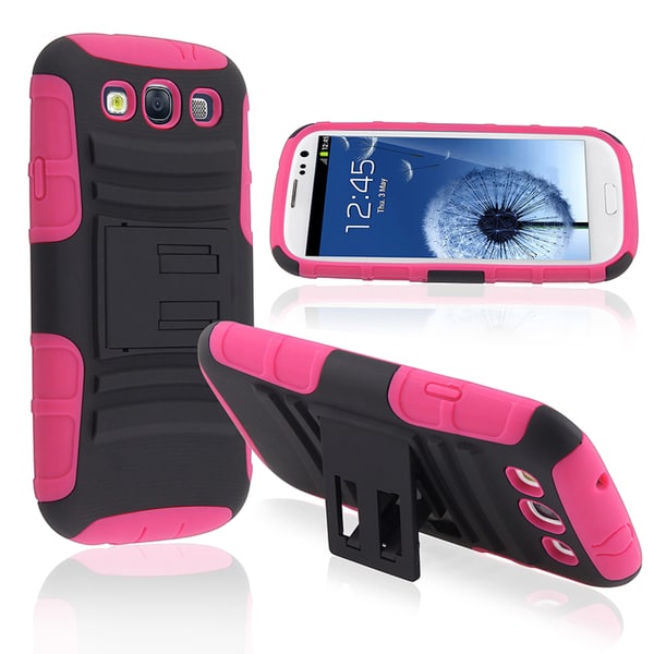 BasAcc Pink/ Black Hybrid Case with Stand for Samsung Galaxy SIII/ S3 BasAcc Cases & Holders