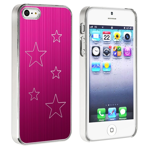 INSTEN Hot Pink Aluminum Star Snap-on Phone Case Cover for Apple iPhone 5/ 5S