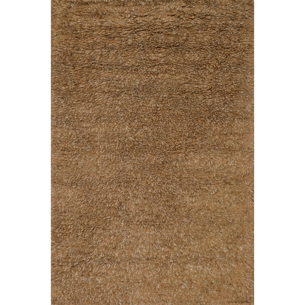 Hand-woven Mocha/ Brown Wool Shag Area Rug