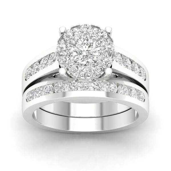 De Couer 10k Gold 1 1/2ct TDW Diamond Engagement Ring Set