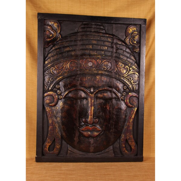 Mirrored Handmade Antique Finish Buddha Panel (India)